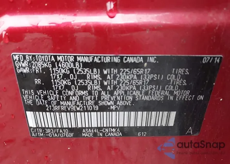 2014 Toyota Rav4 Xle from USA, damaged, VIN 2T3RFREV9EW211019